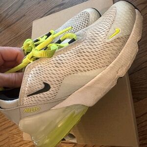 Nike Kids Air Max 270 Shoes - White and Neon Yellow